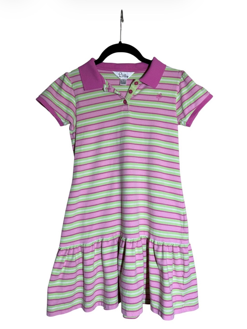 Lilly Pulitzer Girl’s Pink and Mint Striped Polo Dress size 12